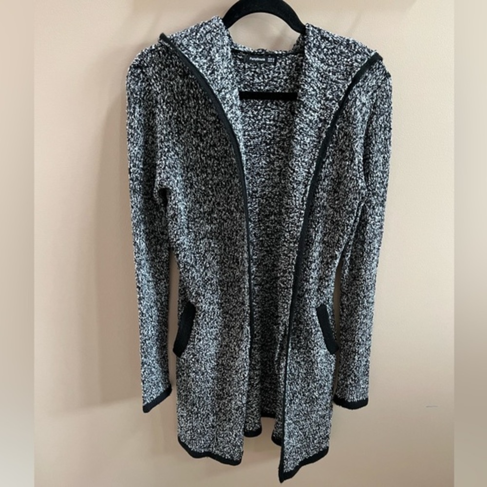 Patty Boutik Black and White, Open Front, Pocketed Cardigan, Size S - GREAT USED